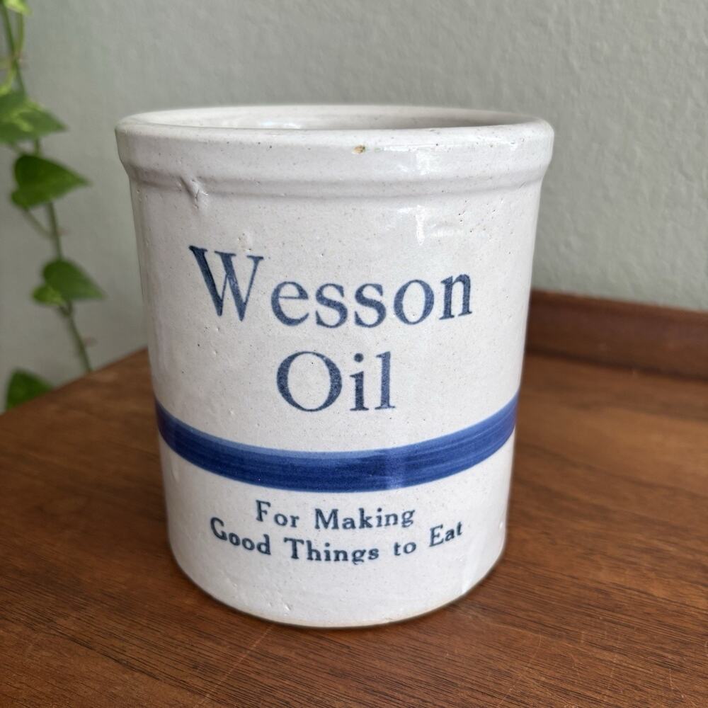 Vintage Wesson Oil Stoneware Crock